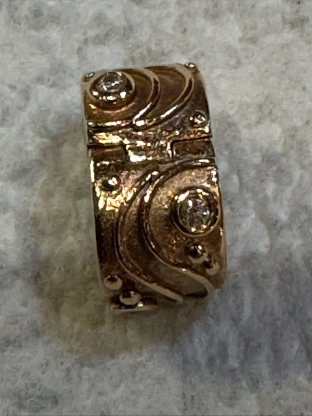 Retired authentic Pandora “Babbling Brook” 14k solid gold and diamond clip charm